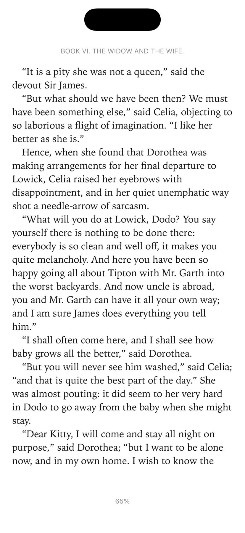 A page of Middlemarch on iPhone